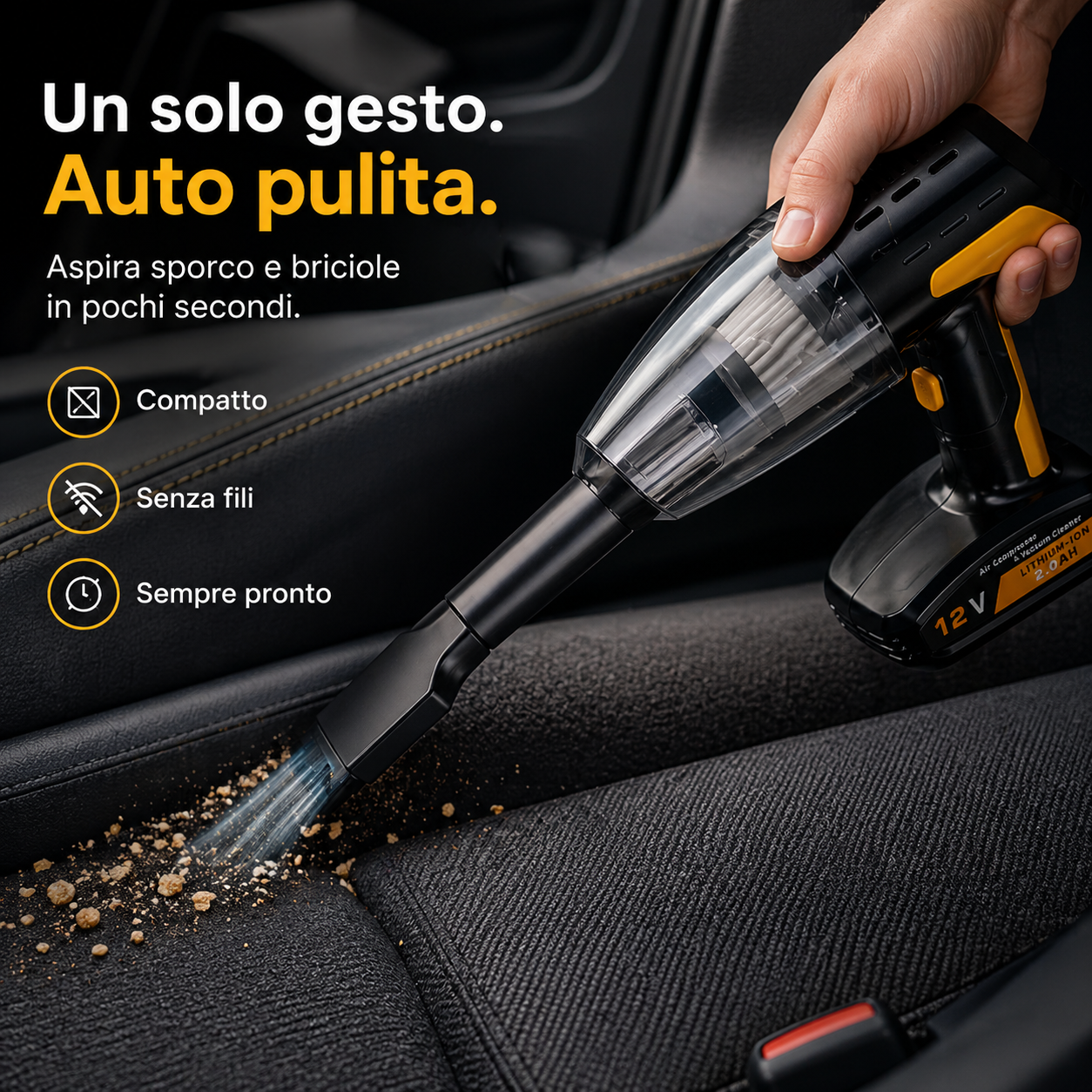 AutoPronto™ – Compressore & Aspirapolvere 4-in-1 Portatile